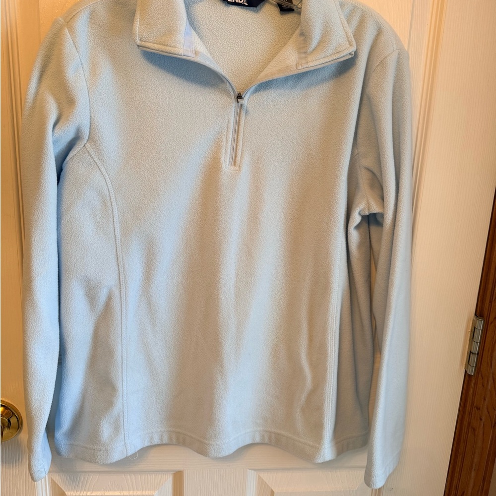 Lands' End Sky Blue Anyweather Fleece Quarter Zipper Pullover Size Medium Petite